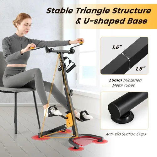 Miniatura 8 de Goplus Ejercitador de pedal plegable para personas mayores, mano, brazo, pierna, rodilla, terapia física, bicicleta de ejercicio con altura