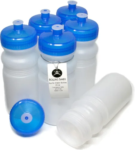 Miniatura 19 de Rolling Sands Botellas de Agua Deportivas de 20 Onzas Fabricadas en Estados Unidos - Paquete de 6 Botellas Deportivas en Blanco sin BPA para Equipos