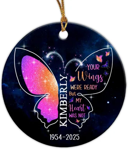 Miniatura 12 de Adorno de cerámica personalizado de Navidad en memoria amorosa de papá, adorno de Navidad personalizado para papá, adorno de recuerdo 2025, regalo