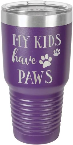 Miniatura 15 de Vaso grabado con texto en inglés "MY KIDS HAVE PAWS Engraved 30oz de acero con recubrimiento de polvo grabado con láser" taza de viaje de camello