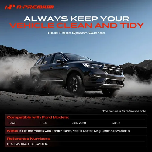 Miniatura 2 de A-Premium Aletas de barro compatibles con Ford F-150 2015-2020, no requiere perforación, protectores de lodo con accesorios de hardware, juego de 4