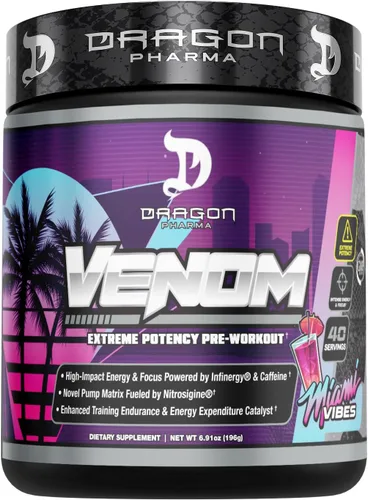 Miniatura 5 de DRAGON PHARMA Venom Extreme Potency Pre-Entreno, Enfoque Láser Agudo + Energía, Rendimiento Intenso, Ingredientes Probados para Vasodilatación