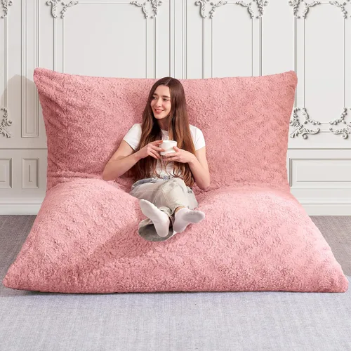 Miniatura 9 de HABUTWAY Silla de Puf 4 en 1, Sofá de Puf Gigante con Relleno de Espuma Viscoelástica, Silla de Puf para Adultos, Funda de Felpa Sintética Lavable a
