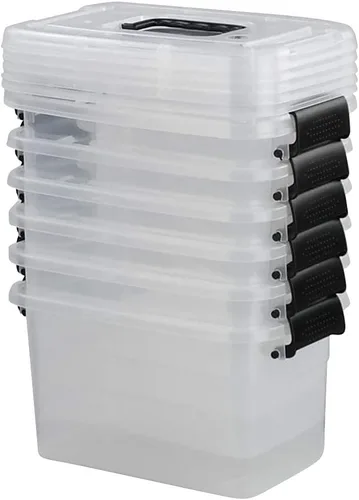 Miniatura 7 de Ramddy Contenedores de plástico transparente de 5 cuartos de galón con tapa, caja de cierre versátil con asas negras, 6 paquetes