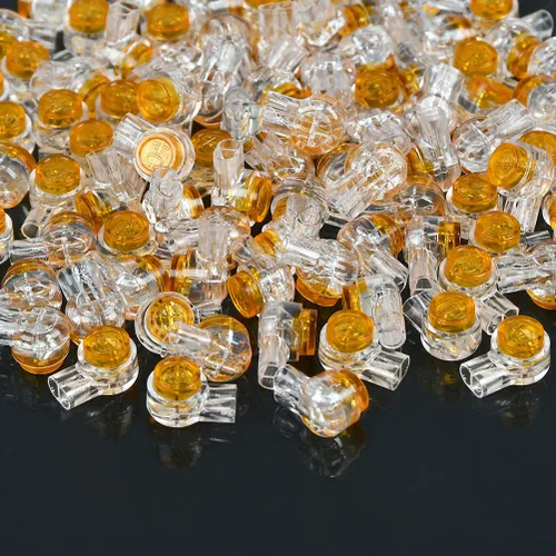 Miniatura 6 de BUYGOO 200 unids impermeable gel relleno naranja claro botón teléfono conectores UY empalme a tope conector K1 cable de red terminales