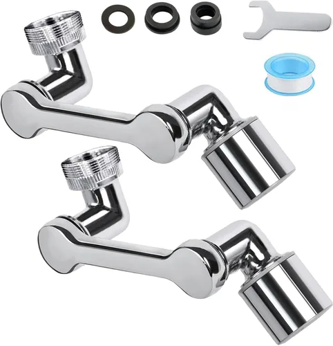 Extensor de grifo giratorio de 360° con adaptador, cabezal rociador multifuncional para fregaderos de baño y cocina (paquete de 2 extensores)