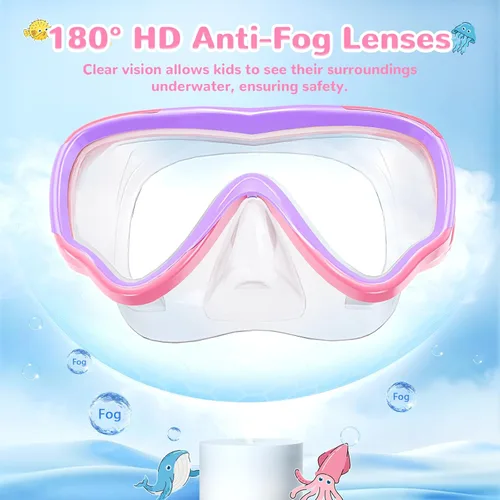 Miniatura 5 de VegoVia Gafas de natación para niños con cubierta para la nariz, antiempañamiento de visión amplia, máscara de natación transparente para niños