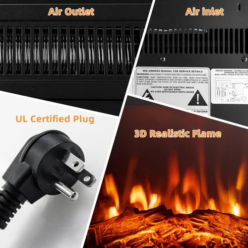 Miniatura 8 de ORALNER Inserto de chimenea eléctrica de 18 pulgadas, calentador de chimenea empotrado con 3 efectos de llama LED, control remoto y temporizador