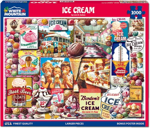 Miniatura 2 de White Mountain Rompecabezas de 1000 piezas para collage de postres dulces con pieza grande, regalo para adultos y familia de 24 x 30 pulgadas, helado