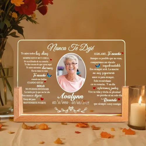 Miniatura 7 de Placa de luz conmemorativa personalizada con foto, regalo de condolencias personalizado por la pérdida de mamá, papá o ser querido, recuerdo