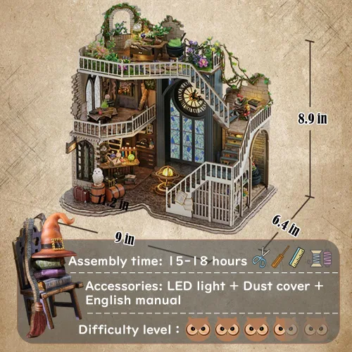 Miniatura 2 de Lannso - Kit de casa de muñecas en miniatura de bricolaje, kit de casa de muñecas con cubierta a prueba de polvo, casa mágica, mini juguetes de casa