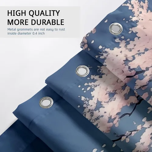 Miniatura 3 de Cortina de ducha japonesa Fuji Mountain de cerezo asiático, cortina de ducha con diseño de anime, decoración de baño, tela de poliéster, 62 x 72 Azul