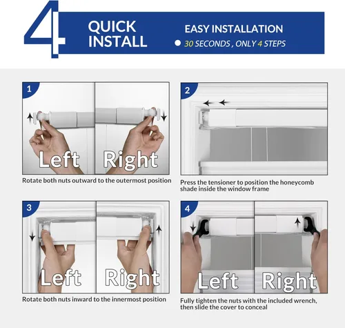 Miniatura 6 de BERISSA Top Down Bottom Up Persianas sin cordones y con celdas, sin herramientas y sin taladro, persianas para ventanas, persianas para ventanas