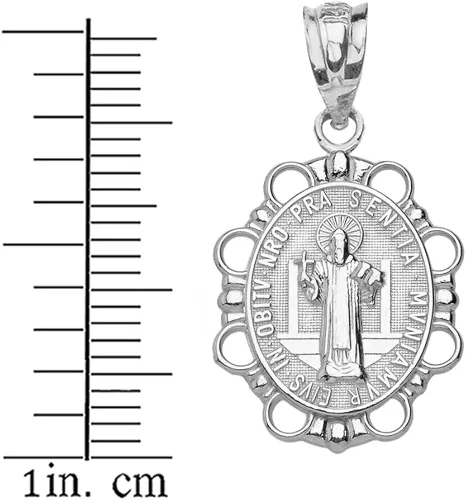 Miniatura 2 de Plata de Ley Medalla De San Benito San Benedicto colgante ovalado