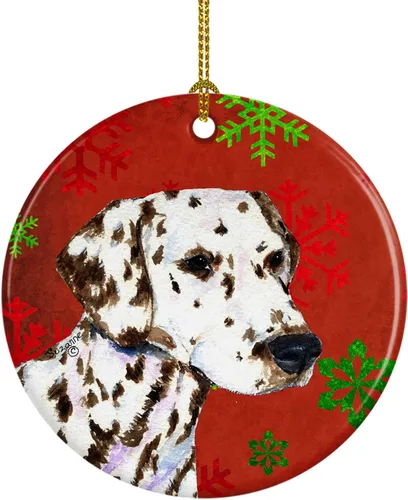 Miniatura 44 de Caroline's Treasures Bulldog English - Copos de nieve rojos y verdes, adorno de cerámica de Navidad, decoración colgante para el hogar, Navidad