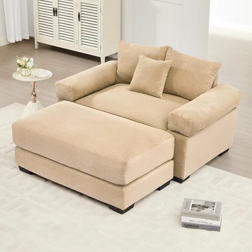 Miniatura 75 de Sofá modular de gran tamaño de 117.3 pulgadas, sofás modulares grandes de pana para sala de estar, sofás de 3 plazas, moderno juego de sofá de Blanco