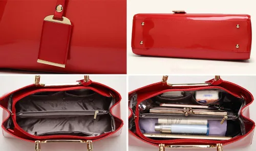 Miniatura 7 de Bolso de mano de cuero vegano brillante para mujer, bolso de hombro grande para mujer, bolso de mano de noche, bolso de mano para fiesta