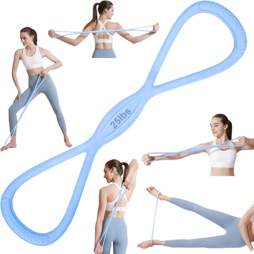 Miniatura 9 de Banda de Resistencia Figura 8: Bandas de Resistencia con Asas para Entrenar - Bandas de Resistencia en Forma de 8 para Mujeres - Bandas de Ejercicio