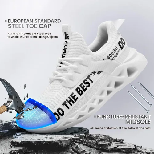 Miniatura 73 de Furuian - Tenis con punta de acero para hombres y mujeres, zapatos de seguridad ligeros, cómodos, a prueba de pinchazos, zapatos de trabajo