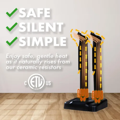 Miniatura 3 de JobSite Secador de botas – Secador de zapatos silencioso y calentador para botas de trabajo, guantes y zapatos – Secado de convección sin ventilador