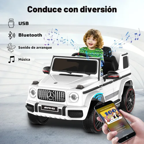 Miniatura 5 de ANPABO Coche con licencia Mercedes-Benz G63 para niños, coche de 12 V para montar con control remoto para padres, faros LED, reproductor de música
