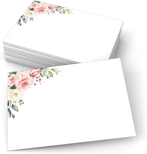 Miniatura 13 de 321Done Tarjetas florales rojas en blanco, juego de 50 tarjetas de notas de 4 x 6 pulgadas con diseño floral, tarjetas florales lisas, cartulina