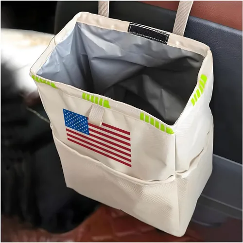 Miniatura 13 de Fekey&JF Bote de basura colgante para coche con bolsillos de almacenamiento, bolsa de basura impermeable y a prueba de fugas Oxford para automóvil