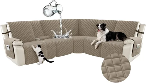 Miniatura 47 de Arfntevss Fundas para sofá seccional reclinable para sofá seccional en forma de L, funda antideslizante lavable para sofá reclinable con forma de L