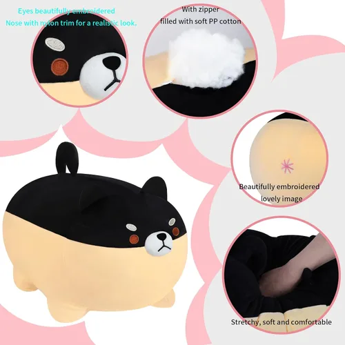 Miniatura 3 de AFAN Shiba Inu - Almohadas de peluche Kawaii de peluche para perro Corgi, lindos y suaves, regalos (negro, 11.8 pulgadas)