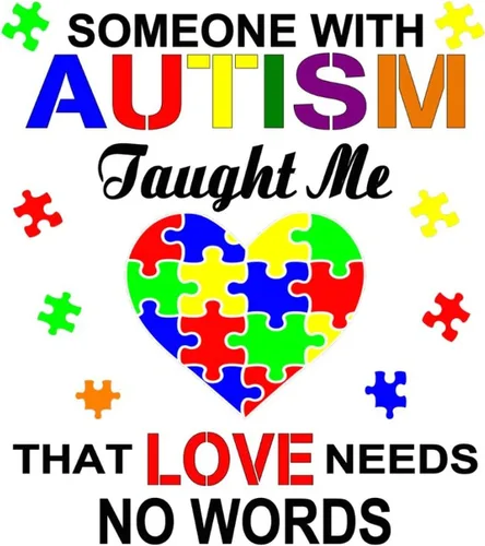 Miniatura 4 de Calcomanía de pared para autismo, corazón, amor, no hay palabras, para concientización sobre el autismo, para pared, soporte autista, rompecabezas