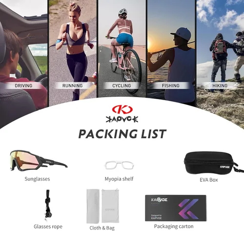 Miniatura 7 de KAPVOE Gafas de ciclismo fotocromáticas para hombres y mujeres, gafas de sol para bicicleta de montaña MTB, para bicicleta de montaña Clear - K9408