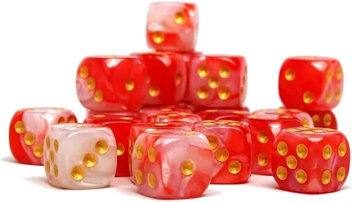 Miniatura 21 de Paquete de 25 dados D6 de 0.472 pulgadas, colección a juego de 6 dados con pipas (granito amarillo y negro)