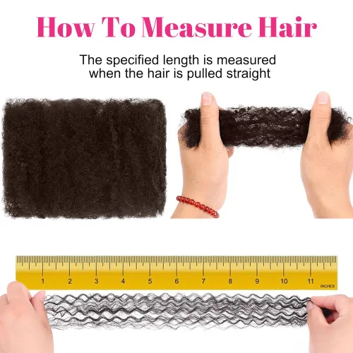 Miniatura 5 de Afro Kinkys - Extensiones de cabello humano trenzado a granel para torsión, 1 paquete de 1.76 oz (50 g), extensiones de rastas de reparación