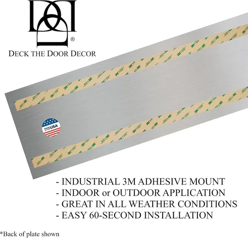 Miniatura 2 de Deck the Door Decor Placa de empuje de puerta - Montaje adhesivo 3M - Varios tamaños y acabados (negro satinado, 4 x 16)