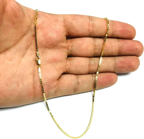 Miniatura 4 de Jewelry Affairs 14k Yellow Solid Gold Mirror Box Chain Necklace, 1.4mm
