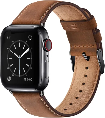 Miniatura 28 de SUNFWR Correas de cuero compatibles con Apple Watch de 1.61, 1.57, 1.5 pulgadas para hombres y mujeres, correa de repuesto de cuero genuino de grano