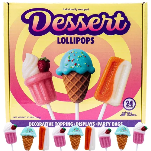 Paletas de postre de caramelo de 24 unidades, batido, helado y paleta, crema de fresa, crema de naranja y lechones de crema de arándanos