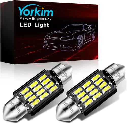 Miniatura 10 de Yorkim Bombilla LED De3175 de 1.102 in, color blanco, súper brillante, 1.102 in, 1.142 in, sin errores, CANBUS 6-SMD 2835 Chipsets para luces