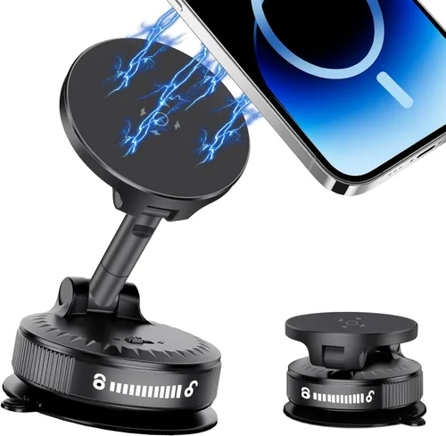 Soporte de teléfono para automóvil [108 libras de succión más fuerte y 3600 gf magnético más fuerte] Soporte magnético ajustable de 360° para