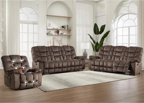 Miniatura 26 de HAOMARKETS Silla reclinable eléctrica con masaje y calor, sillas reclinables eléctricas de 41 pulgadas de ancho con puerto USB, sofá reclinable