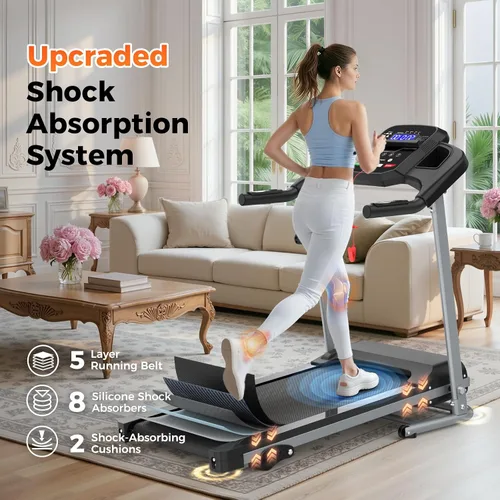 Miniatura 3 de Lastforever Caminadora plegable para uso doméstico, motor silencioso de 2.5 HP, 0.5 a 7.5 MPH con 8% de inclinación manual, cinta de correr