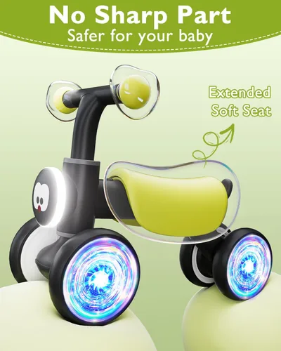 Miniatura 5 de Bicicleta de equilibrio para niños pequeños con ruedas brillantes y coloridas, juguetes para bebés de 1 año, niños y niñas, bicicleta de equilibrio