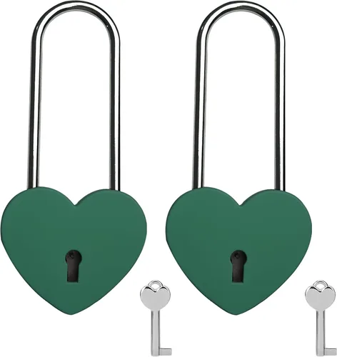 Miniatura 15 de Love Lock - Candado de corazón, 1.969 in, 3.5 pulgadas, pintura de goma, color rojo, con llave para valla, puente, amantes, boda, aniversario