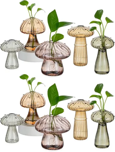 Miniatura 9 de Hewory Estaciones de Propagación de Hongos de Vidrio: Conjunto de 5 Frascos de Propagación Únicos Plantador de Vidrio para Plantas