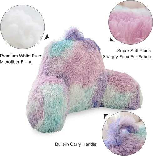 Miniatura 4 de Aimuan Almohada de lectura para descansar en la cama, almohada grande para adultos con respaldo y brazos para sentarse en la cama, cojín inclinado