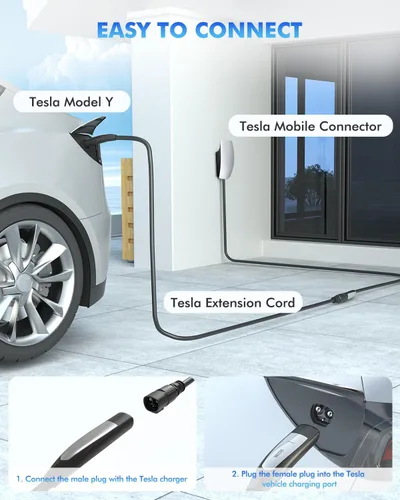 Miniatura 5 de Cable de extensión de cargador EV para Tesla, 50 amperios, 40 pies hasta 240 V, 12 kW, cable de extensión NACS Plug EV para conector de pared Tesla