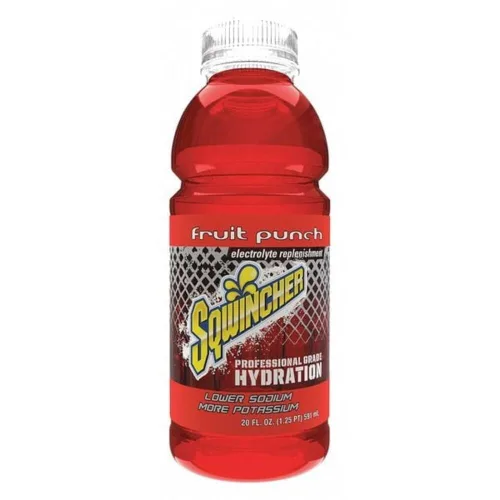 Botella de repuesto, Sqwincher, con electrolitos, listo para tomar, de boca ancha., FRUIT PUNCH, 24