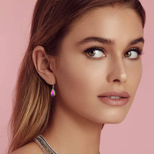Miniatura 27 de Aretes colgantes de cristal austriaco con forma de lágrima para mujer, joyería hipoalergénica de plata de ley 925
