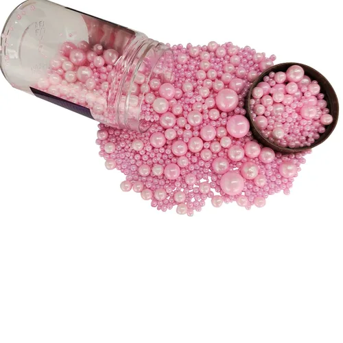 Perlas de Azúcar Rosa Comestibles Gránulos de Caramelo 120G/ 4.23 Onzas Gránulos para Hornear Pasteles Cupcakes y Decoración de Tartas Decoraciones
