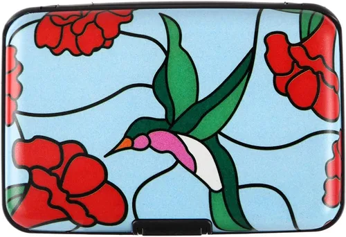 Miniatura 21 de Porta tarjetas de crédito pequeño con bloqueo RFID, cartera metálica delgada, mini, de aluminio, funda dura para mujeres y hombres